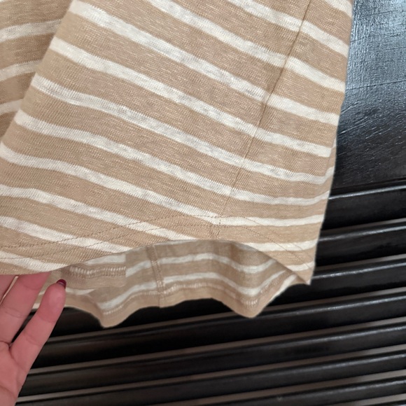 Faherty Oceanside Linen V-neck Tee Women Size SMALL Relaxed Hampton Stripe - Picture 7 of 10